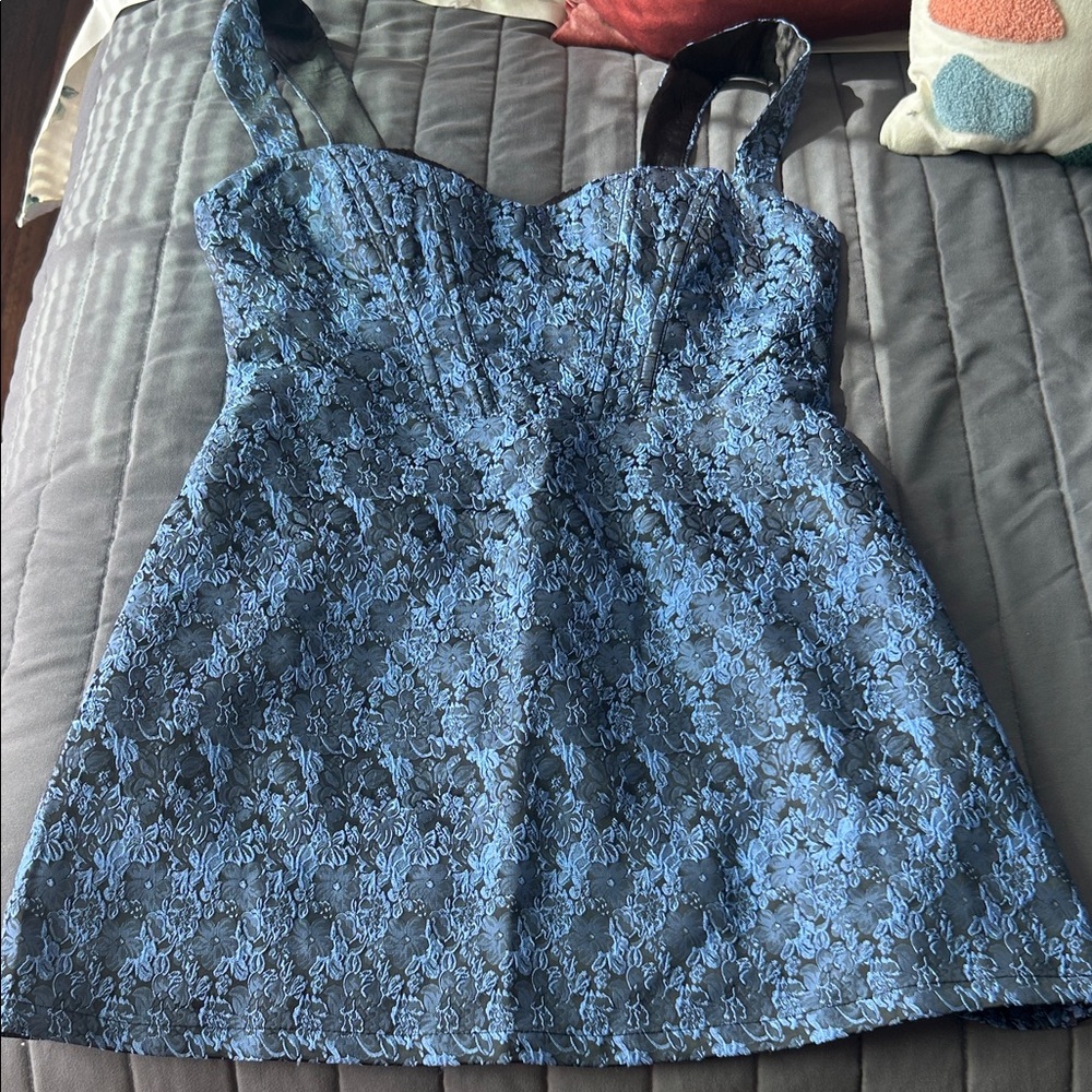 Elegant Blue Floral Women's dress